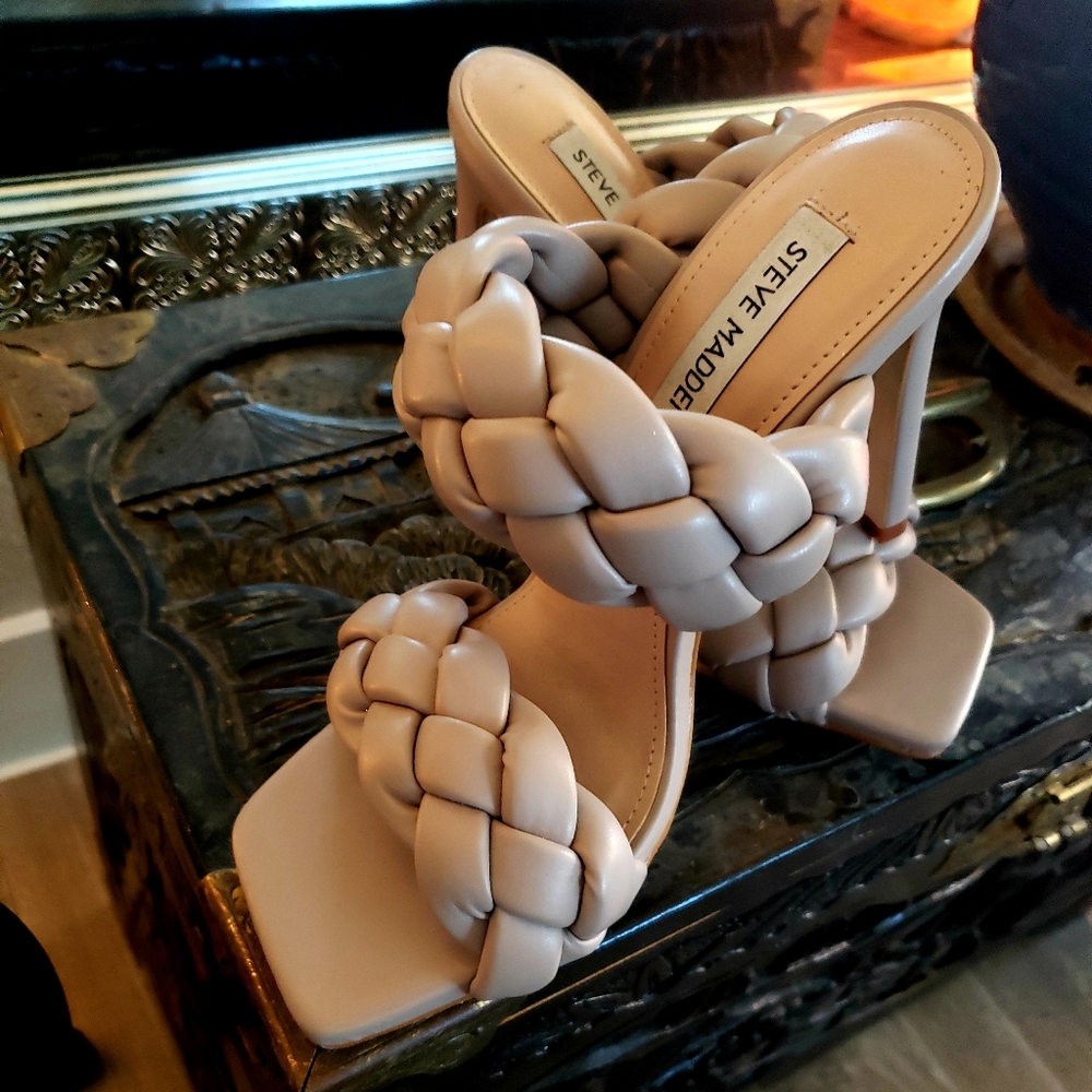 Steve Madden Braid Size 7 - Strap Stiletto Heel Sandal Kenley Nude